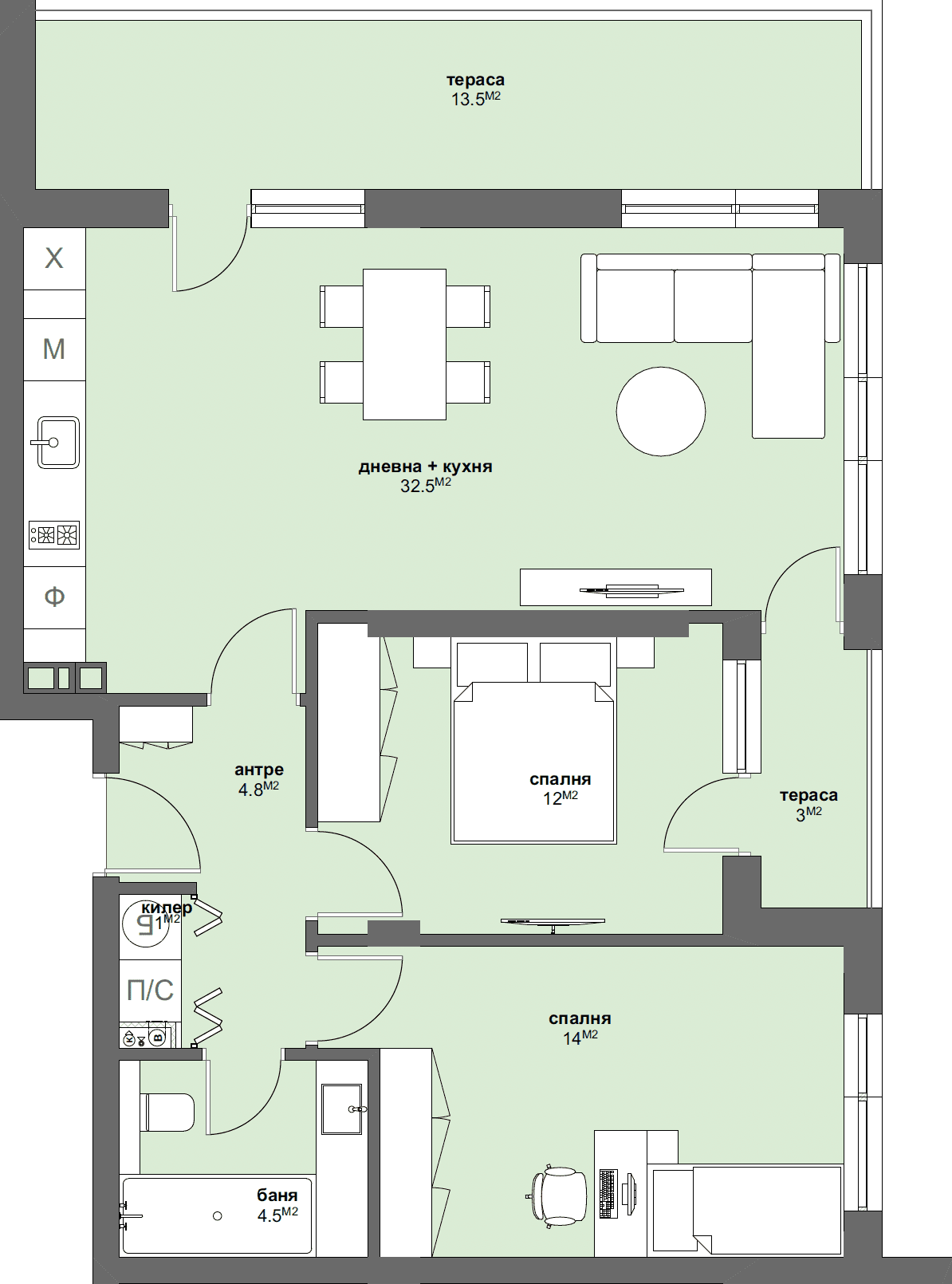 Apartment № B32-graphic