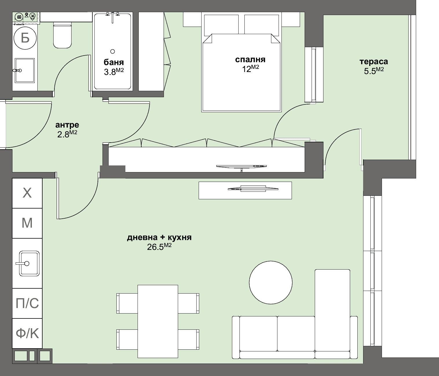 Apartment № D55-graphic