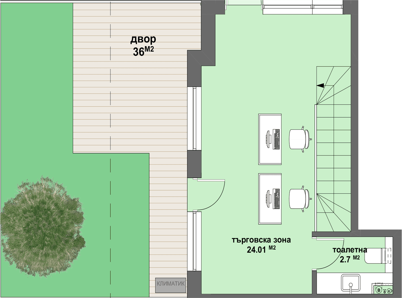 Офис №01 - с прилежаща зелена градина  от 36 м2-graphic