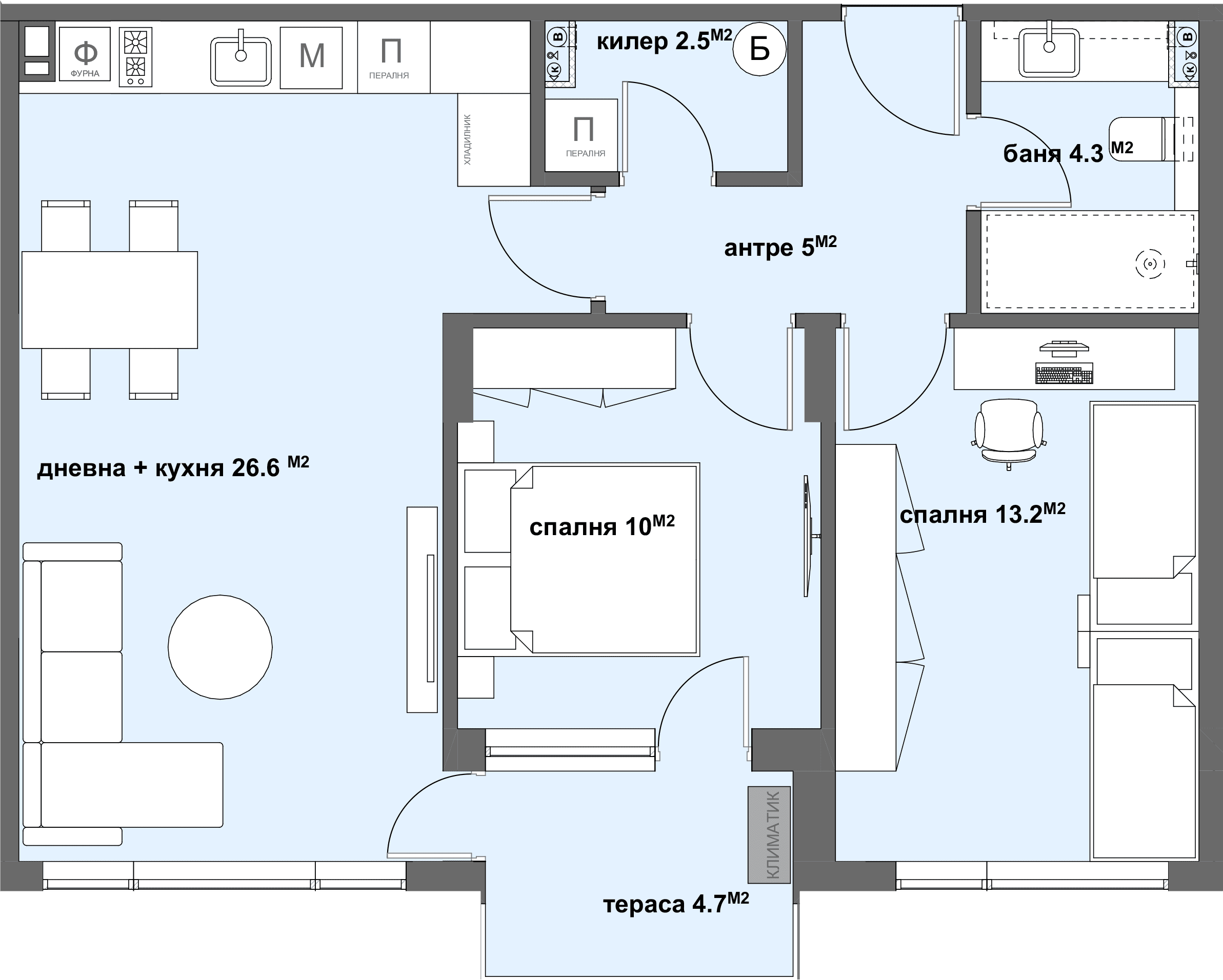 Apartment №5 с тераса - 37.00 м2-graphic