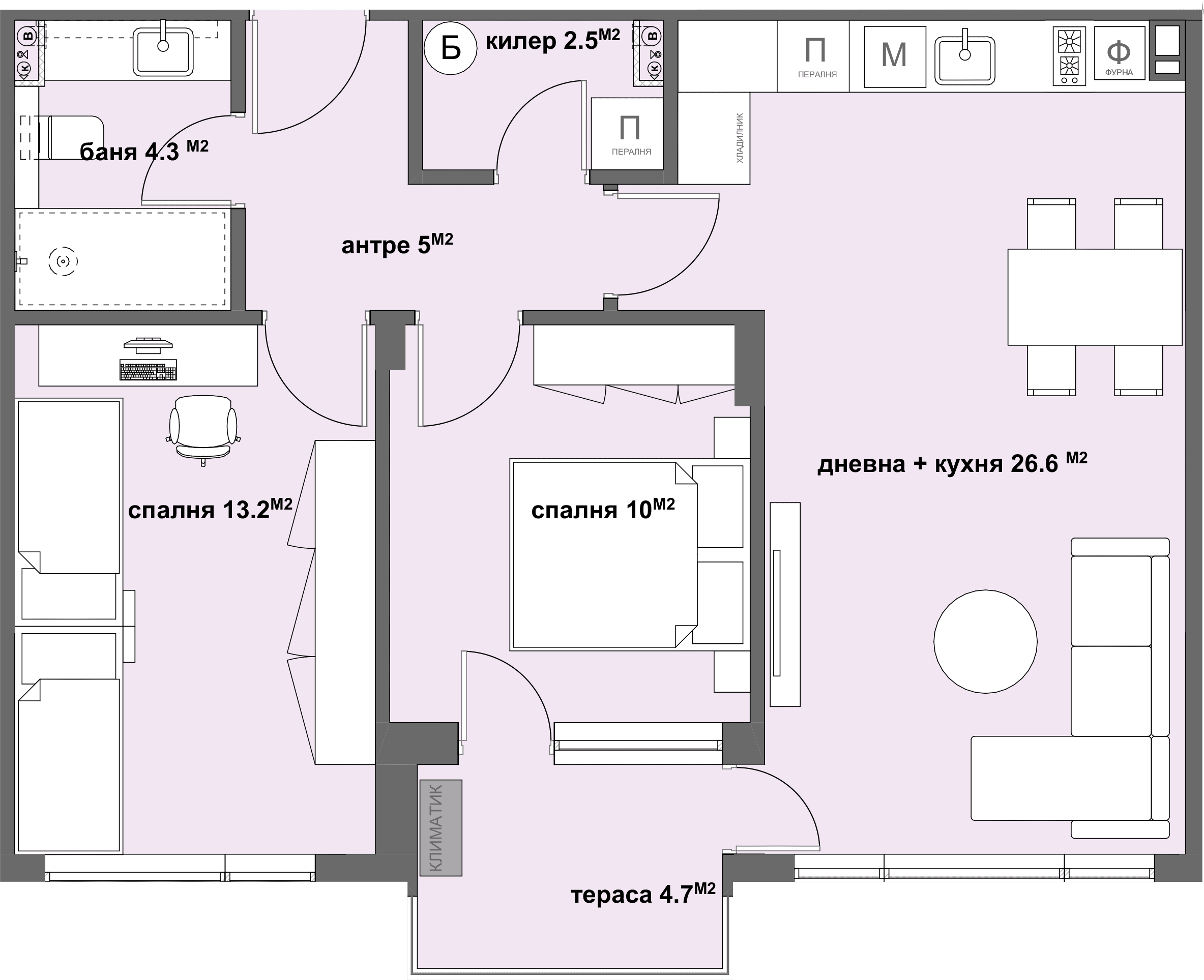 Apartment №6 с тераса - 37.00 м2-graphic