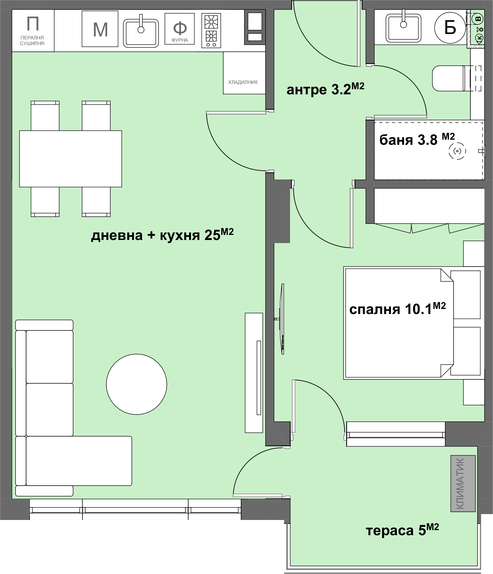 Apartment №7 с тераса - 27.00 м2-graphic