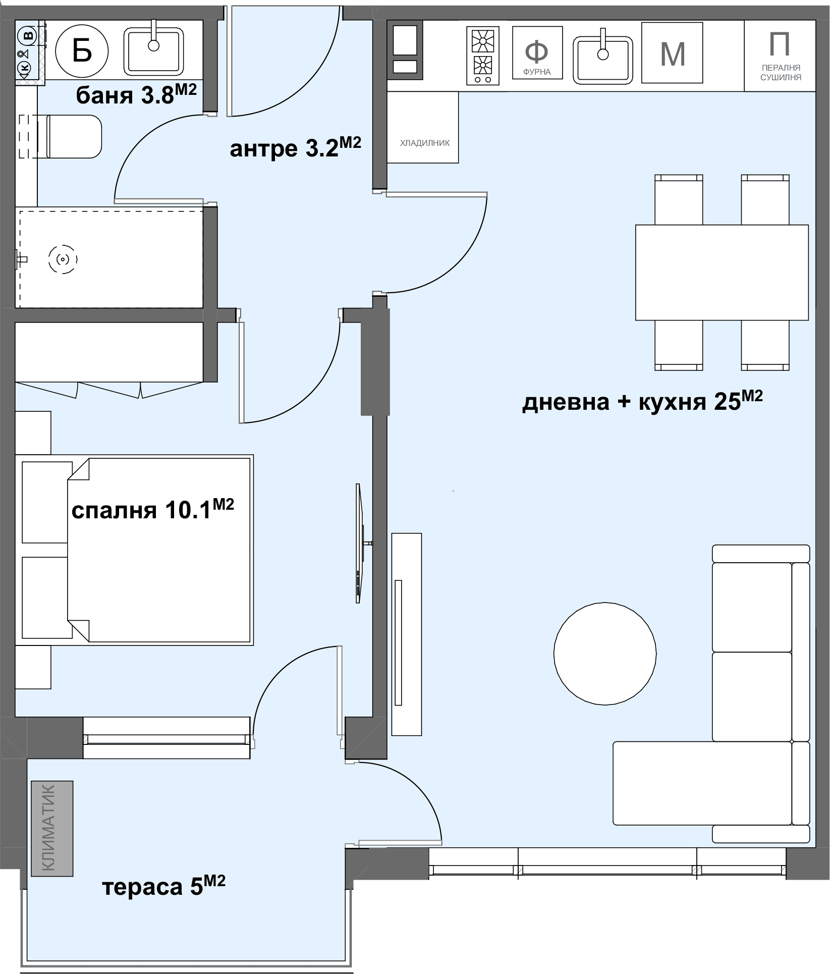 Apartment №8 с тераса - 27.00 м2-graphic