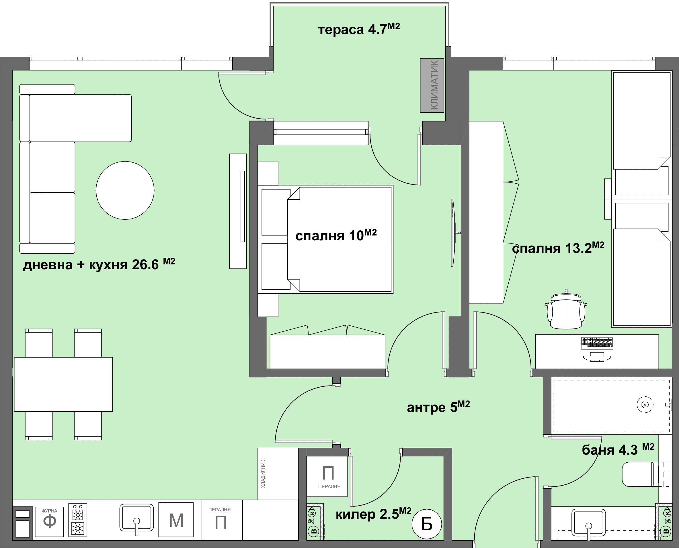 Apartment №11 с тераса- 37.00 м2-graphic