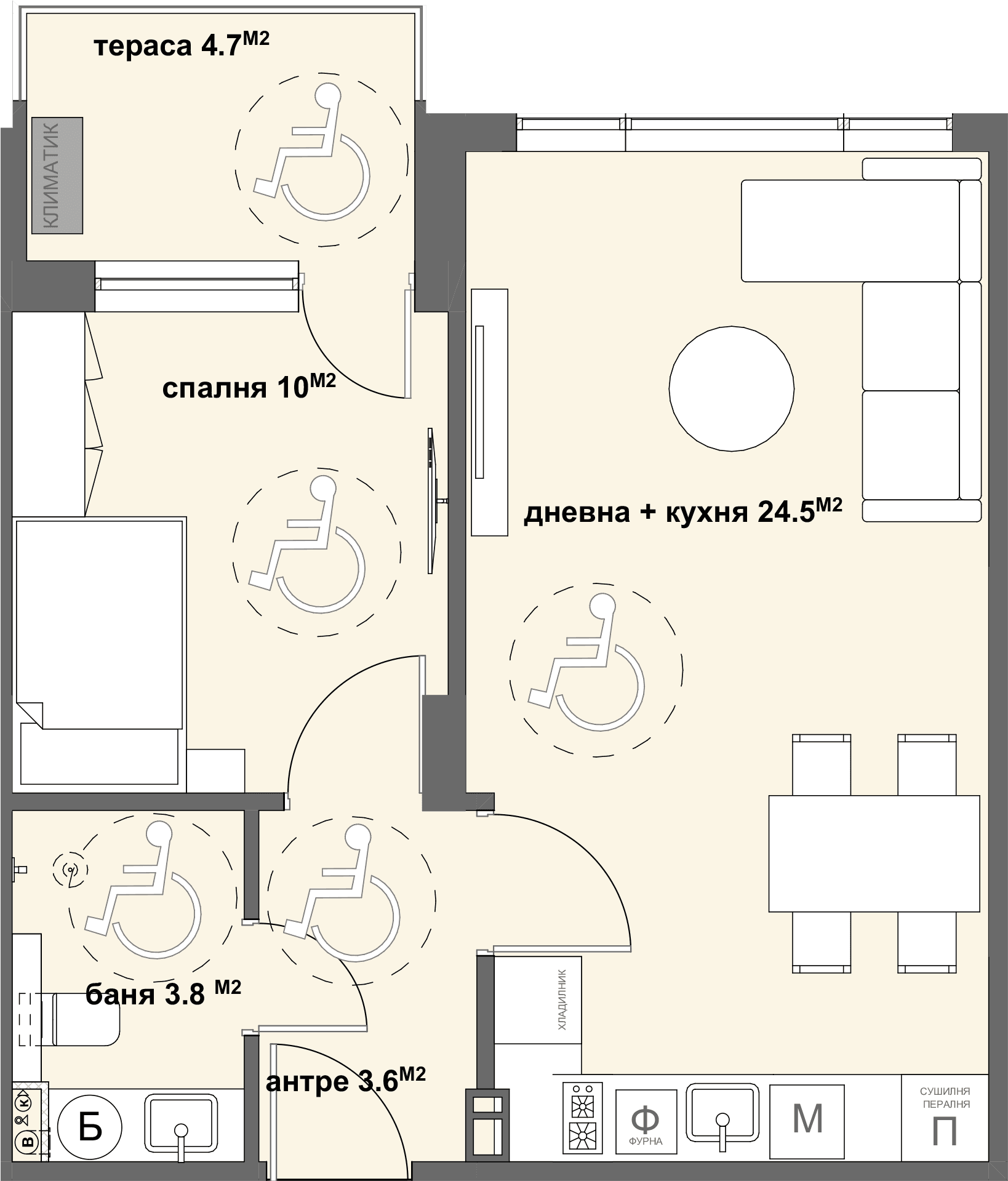 Apartment №12 с тераса- 25.00 м2-graphic