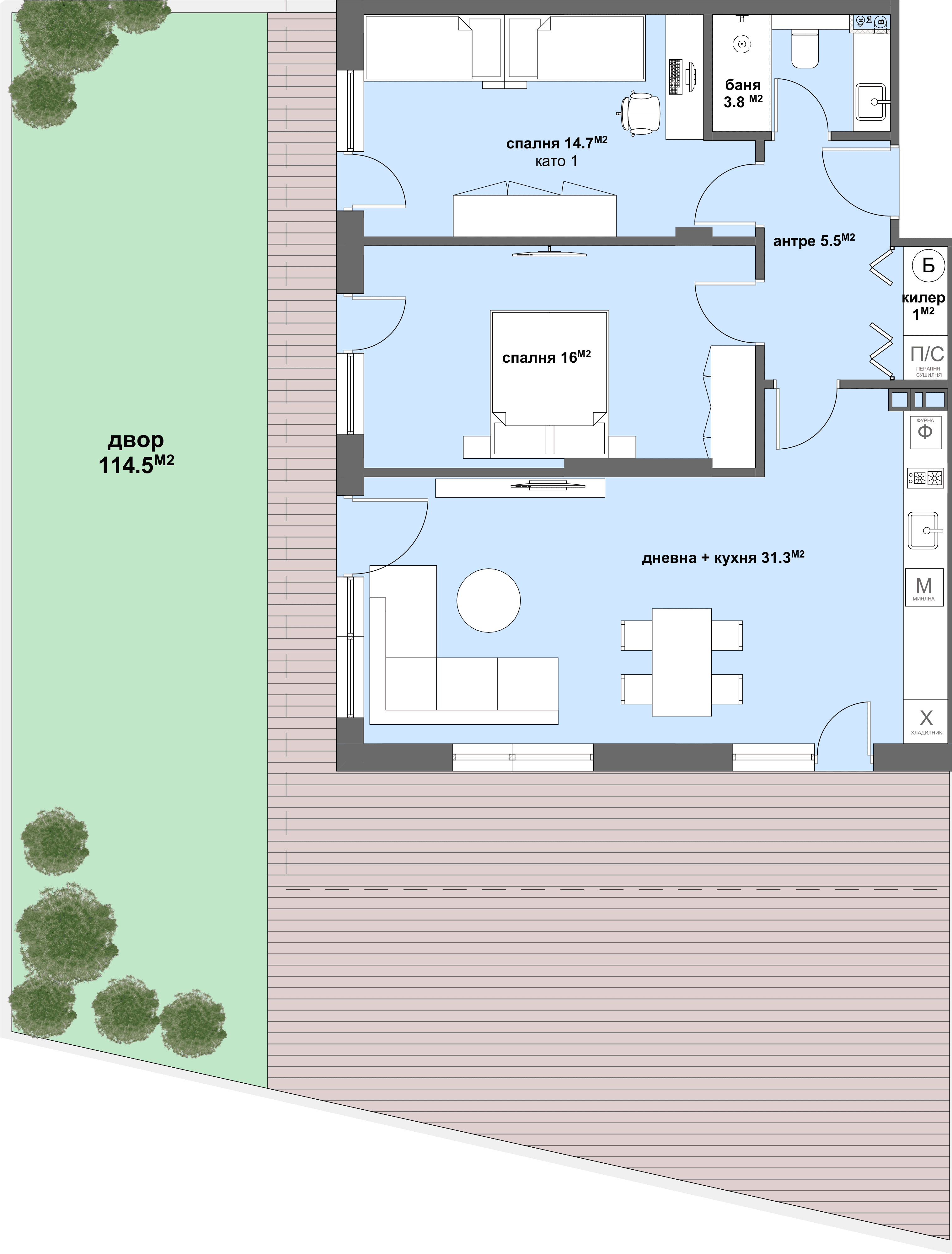 Apartment № 03 - плюс двор с площ от 114,5 м2-graphic