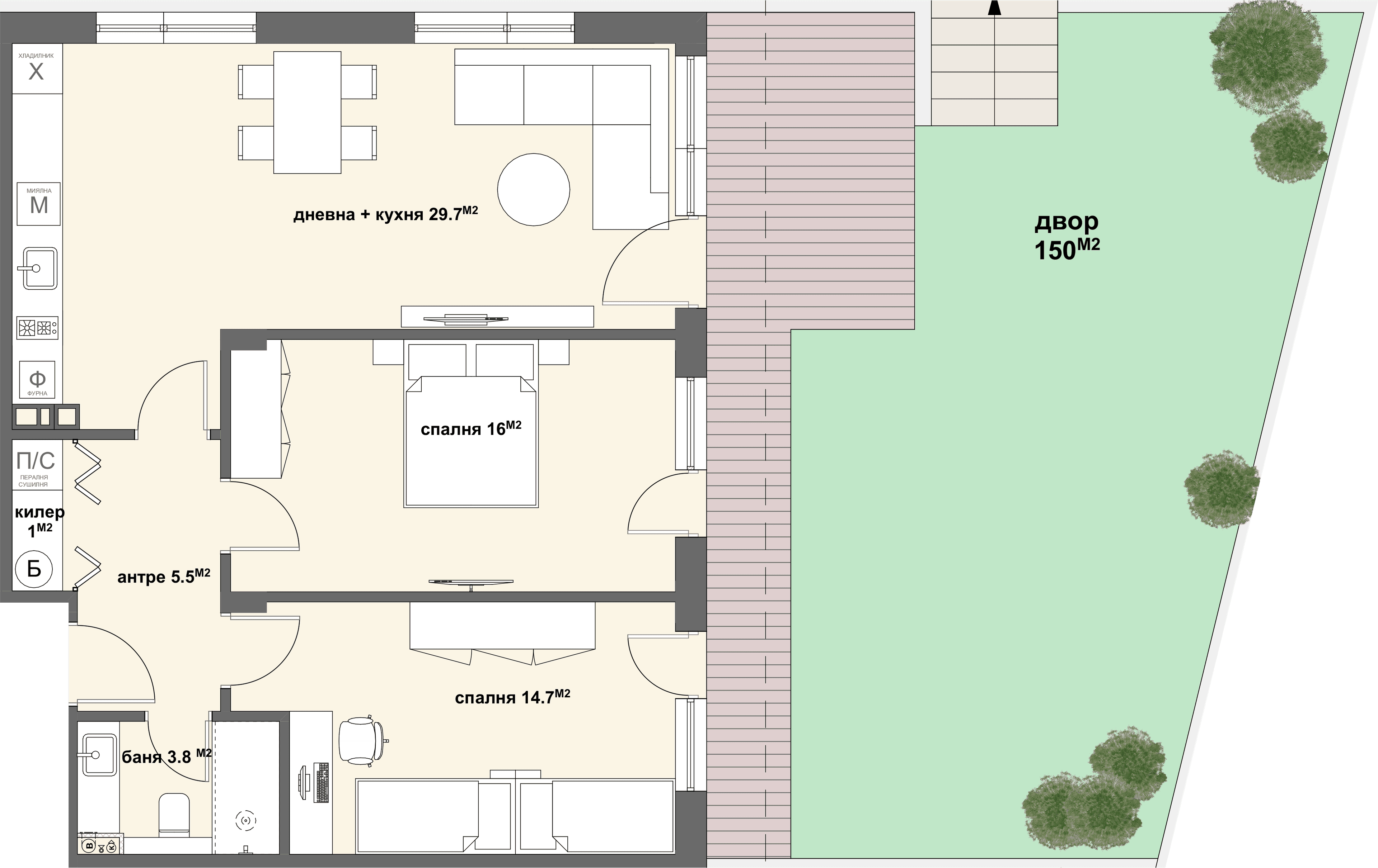 Apartment № 07 - плюс двор с площ от 150,00 м2-graphic