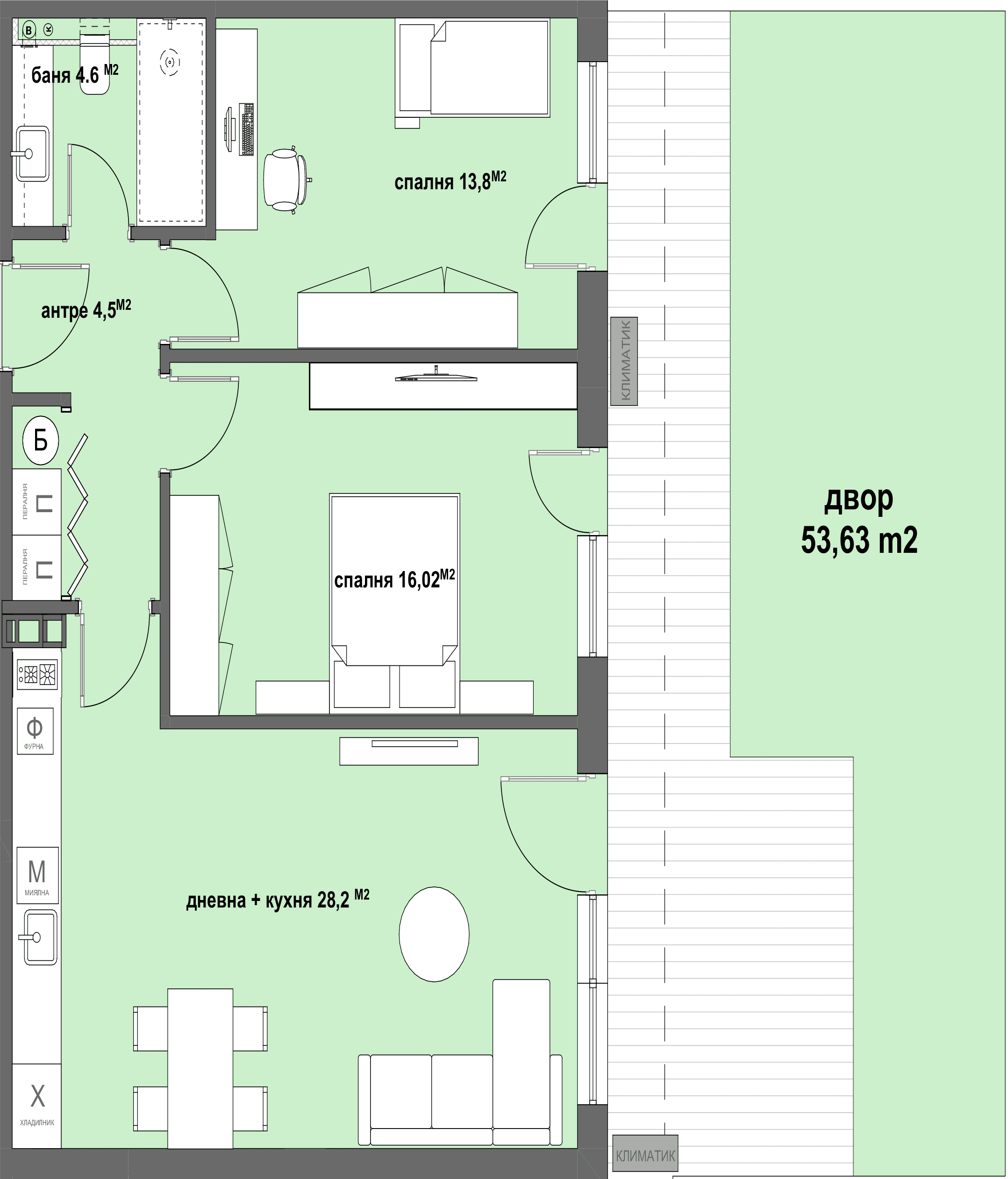 Апартамент № 6 - плюс двор с площ от 53,63-graphic